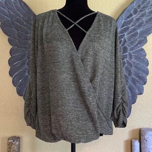 Charming Charlie Criss Cross Wrap Front Oversized Long-sleeve